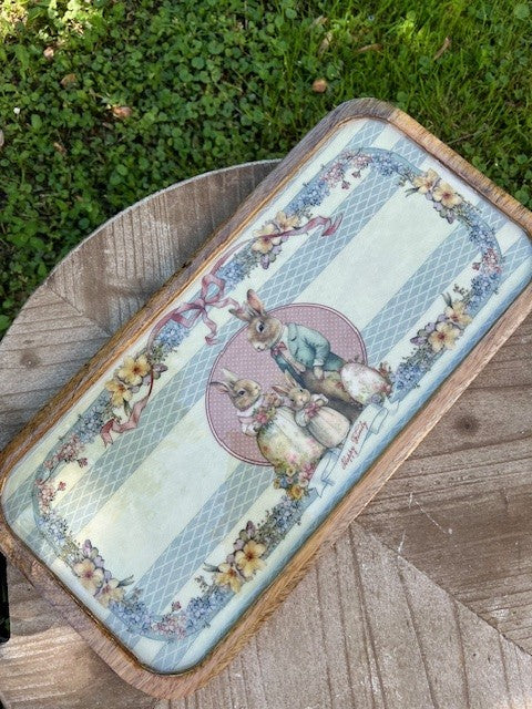 Vassoio Blanc Mariclò " Joyeuses Paques" cm 41x20 legno mango