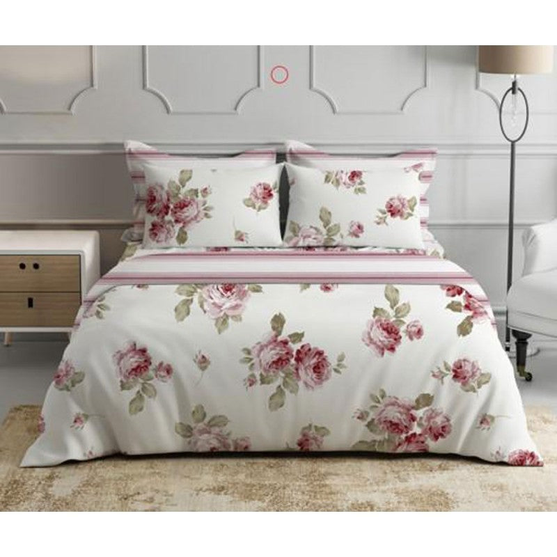 Completo lenzuola in cotone matrimoniale Rose Pezzoli