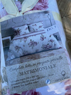 Completo lenzuola in cotone matrimoniale Rose Pezzoli