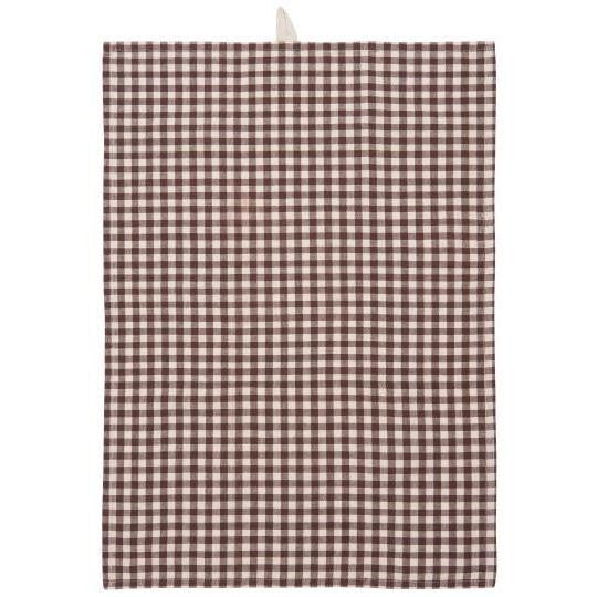 Canovaccio/Strofinaccio Thor color marrone scuro con quadretti checks naturali Cm 50x70 100% cotone Ib Laursen (66109-20)