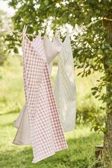 Canovaccio /Strofinaccio Mette color malva con quadretti checks naturali Cm 50x70 100% cotone Ib Laursen (66109-38)