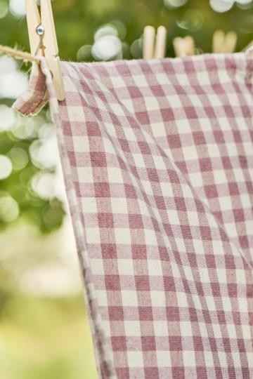 Canovaccio /Strofinaccio Mette color malva con quadretti checks naturali Cm 50x70 100% cotone Ib Laursen (66109-38)