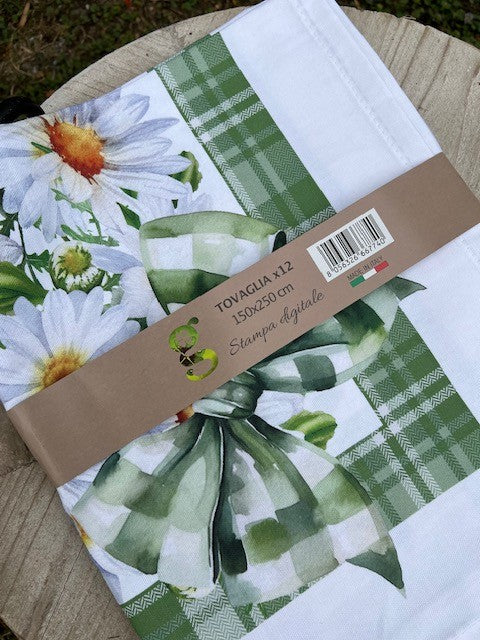 Tovaglia 100% cotone stampa digitale margherite x 6 cm 150x180