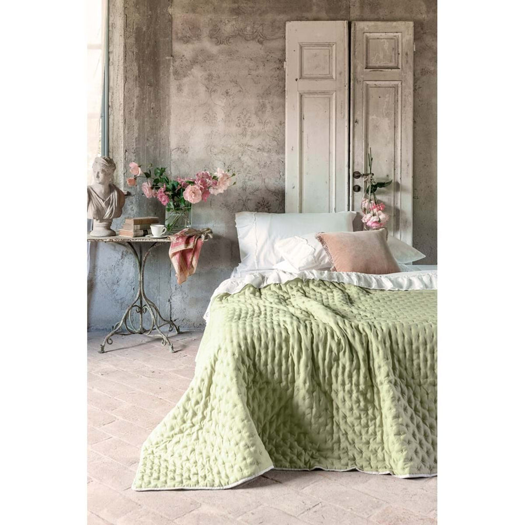 Set 2 copri guanciale bicolor verde salvia/beige cm 50x80 Blanc Mariclò