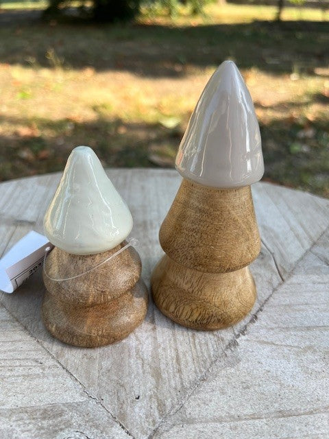 Set 2 albero Natale "Paradise" legno mango beige H cm 9-12 d.5-6 Boltze (2037130)