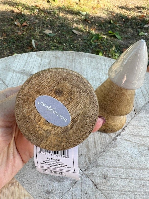 Set 2 albero Natale "Paradise" legno mango beige H cm 9-12 d.5-6 Boltze (2037130)