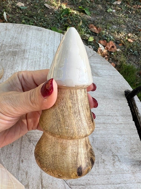 Set 2 albero Natale "Paradise" legno mango beige H cm 9-12 d.5-6 Boltze (2037130)