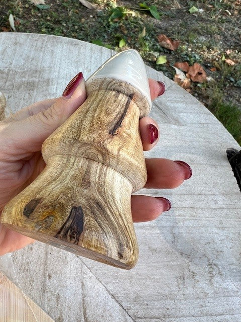 Set 2 albero Natale "Paradise" legno mango beige H cm 9-12 d.5-6 Boltze (2037130)