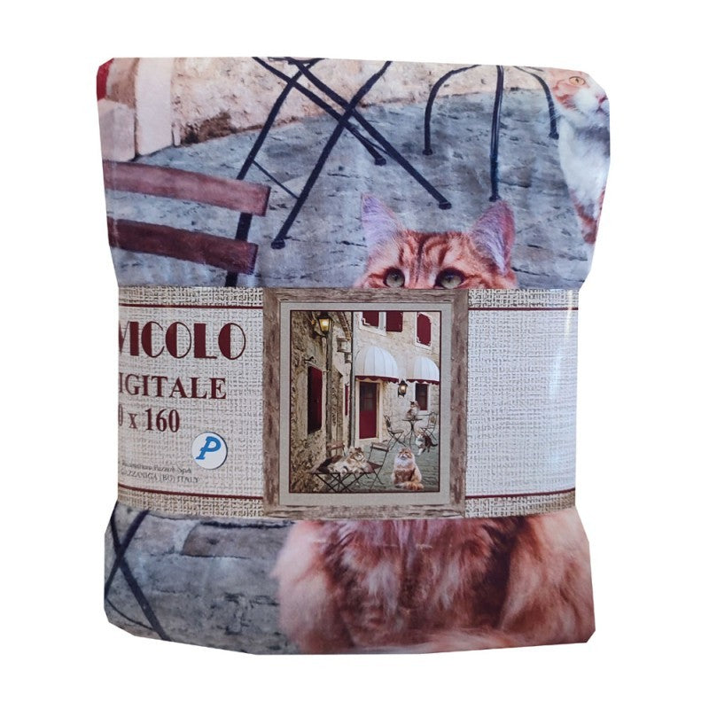 Plaid pile agnellato stampa digitale Pezzoli Gatti cm 130x160