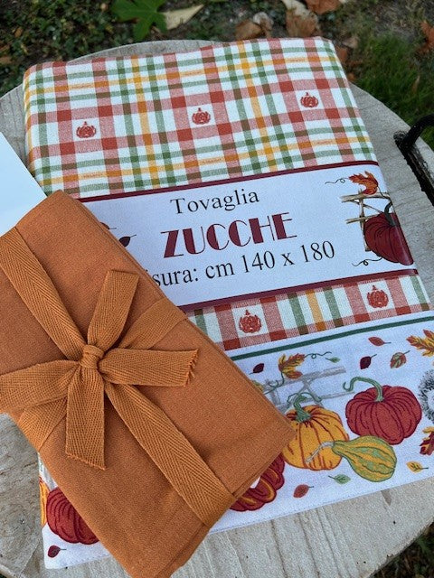 Tovaglia linea Zucche Pezzoli in cotone cm 140x240