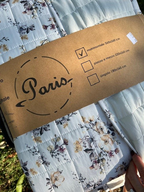 Trapuntino microfibra matrimoniale stampa digitale fiorellini Paris beige cm 260x260