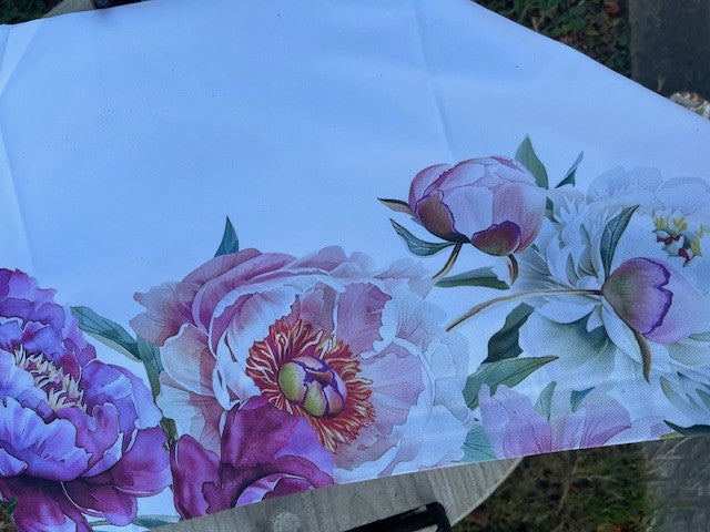 Tovaglia 100% cotone stampa digitale PEONIE x 6 cm 150x180