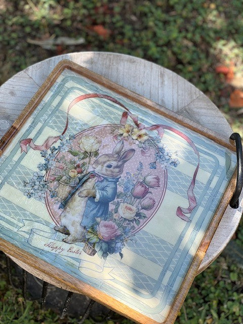 Set 2 Vassoi Blanc Mariclò " Joyeuses Paques" cm 40x40- 41x20 legno mango