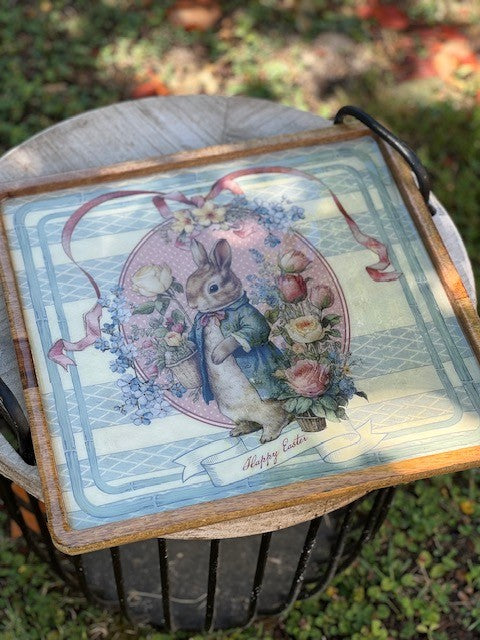 Set 2 Vassoi Blanc Mariclò " Joyeuses Paques" cm 40x40- 41x20 legno mango