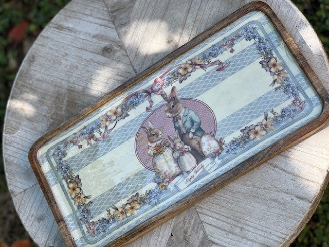 Set 2 Vassoi Blanc Mariclò " Joyeuses Paques" cm 40x40- 41x20 legno mango