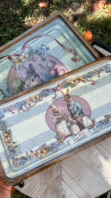 Set 2 Vassoi Blanc Mariclò " Joyeuses Paques" cm 40x40- 41x20 legno mango