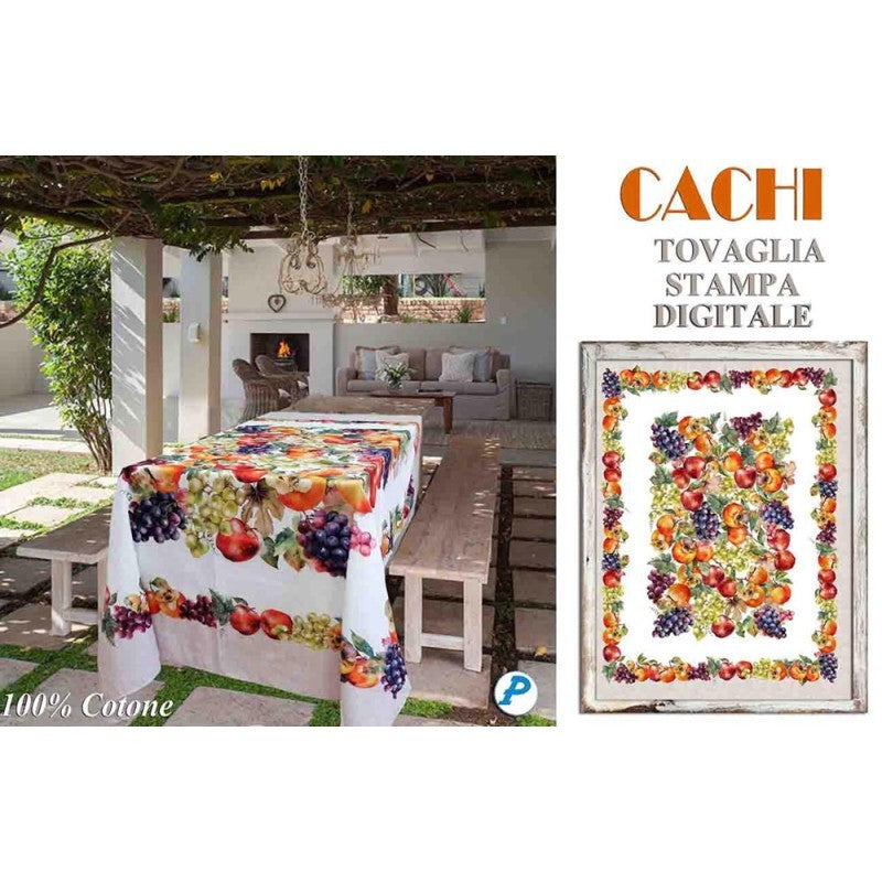 Tovaglia in cotone stampa digitale CACHI cm 140x185- 140x245