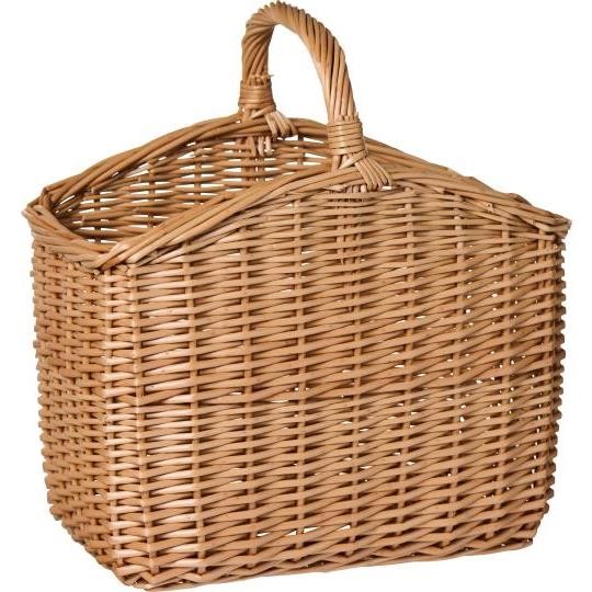 Cestino oblungo con manico trasversale, lati larghi intrecciati a punta salice pieno 35x23 h26 (29044-00)