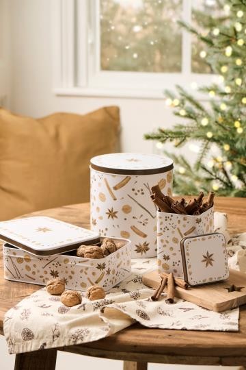 Scatola in metallo con spezie natalizie alta rotonda H: 18,2 Ø: 16,8