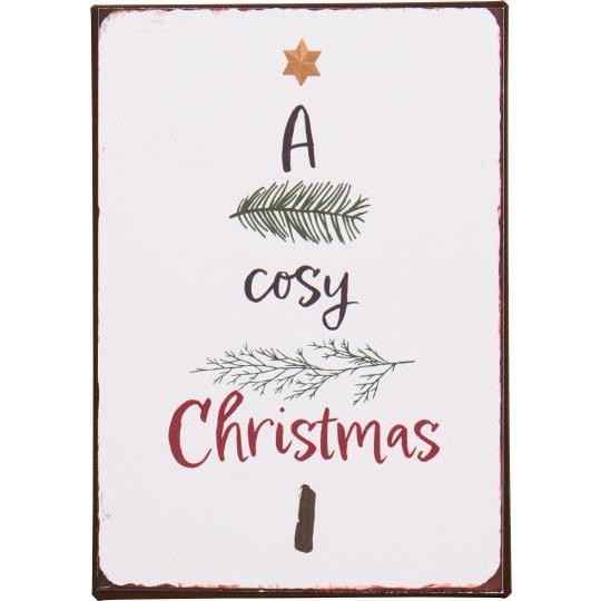 Targa in metallo "A cosy Christmas" cm 20x14 (70243-00)