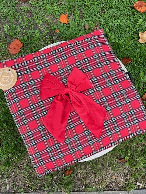 Cuscino Imbottito TARTAN QUADRATO con fiocco  cm 45x45