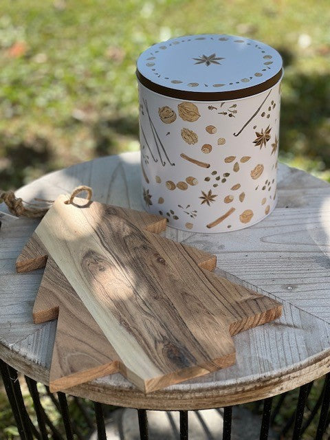 Scatola in metallo con spezie natalizie alta rotonda H: 18,2 Ø: 16,8