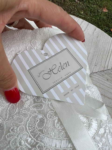 Coppia spugna asciugamano + ospite "Rebroder Helen" balza con pizzo AVORIO