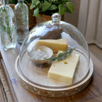 Piatto in legno mango con cupola vetro diam. cm 30 H25 Chic Antique (61093300)