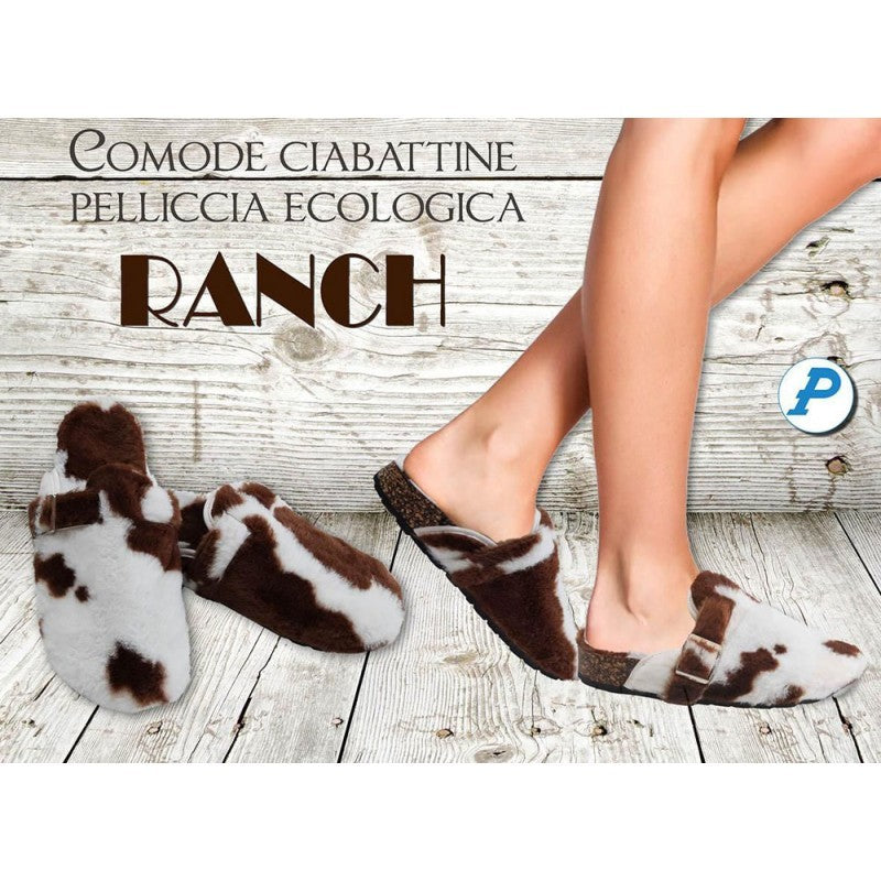 Ciabatta donna pile pelliccia ecologica RANCH Nr. 40