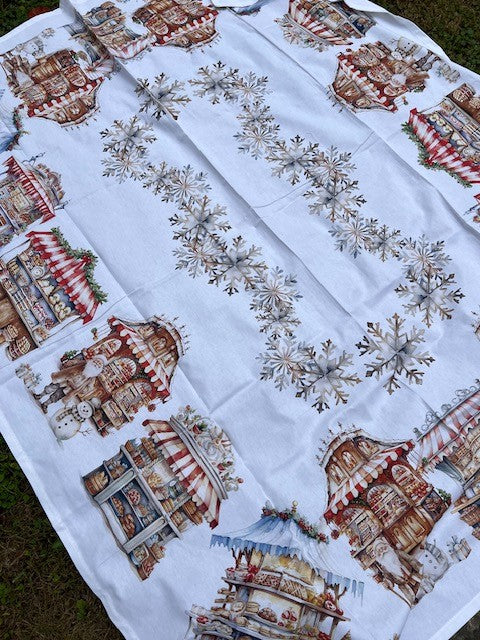 Tovaglia in cotone stampa digitale VILLAGGIO cm 150x180