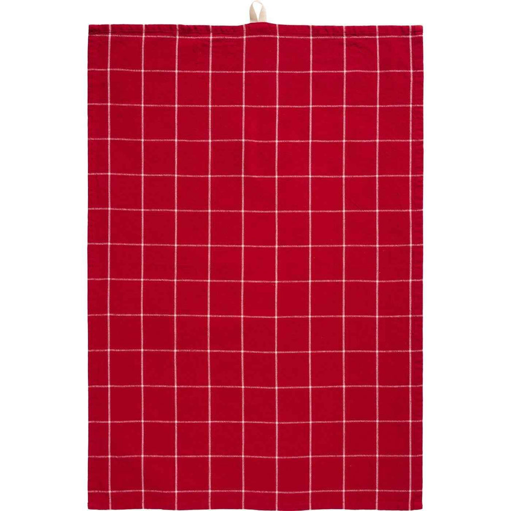 Strofinaccio/Canovaccio Silja rosso con grandi quadri naturali 100% cotone cm 50x70 Ib Laursen  (66211-33)