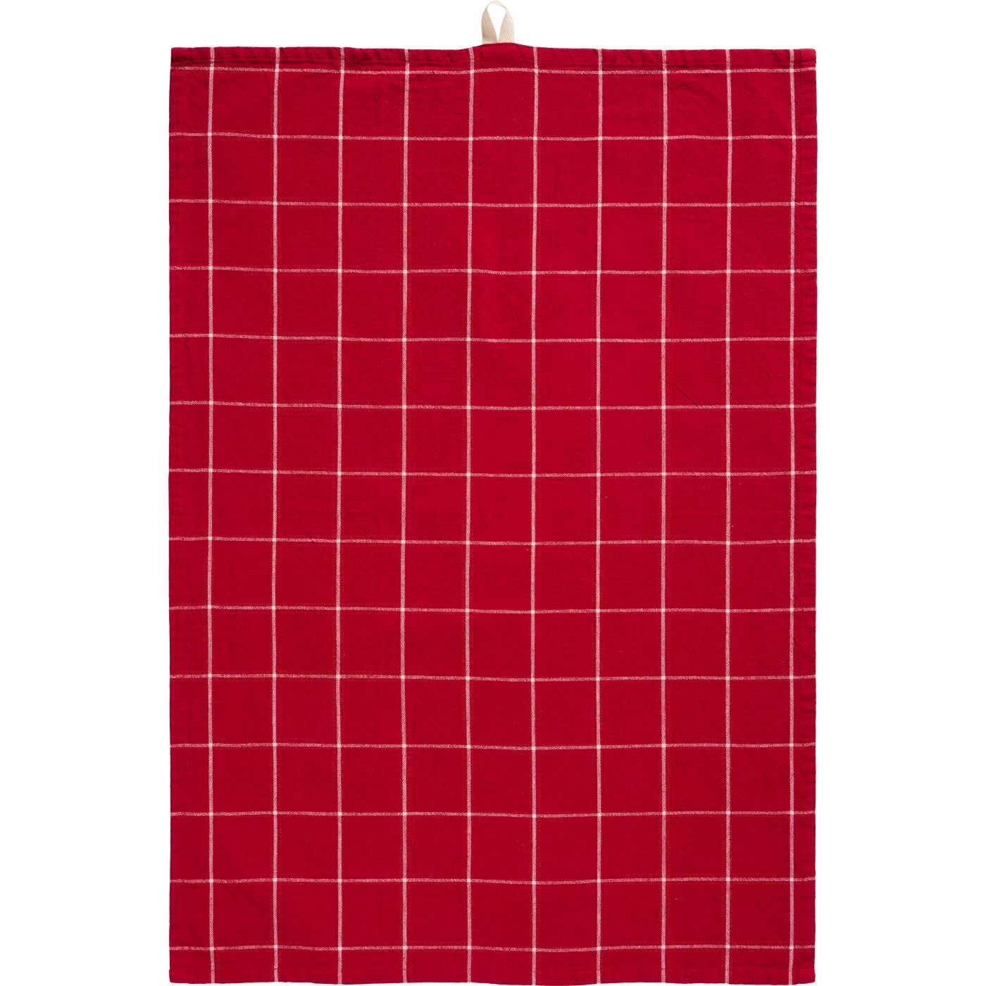 Strofinaccio/Canovaccio Silja rosso con grandi quadri naturali 100% cotone cm 50x70 Ib Laursen  (66211-33)