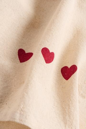 Strofinaccio /Canovaccio Emma color naturale con cuori rossi 100% cotone cm 50x70 Ib Laursen  (66218-33)