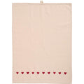 Strofinaccio /Canovaccio Emma color naturale con cuori rossi 100% cotone cm 50x70 Ib Laursen  (66218-33)