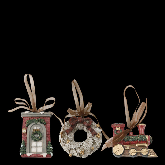 Set 3 decorazioni natalizie da appendere poliresina Chic Antique (52849-33)