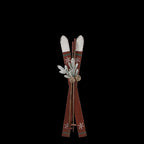 Sci vintage rossi con deco legno cm 74x6Chic Antique (52871-33)