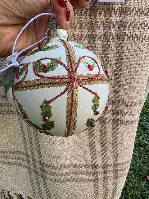 Palla di Natale diam.8 cm dipinta a mano Chic Antique (52905-19)