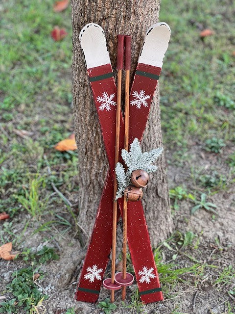 Sci vintage rossi con deco legno cm 74x6Chic Antique (52871-33)