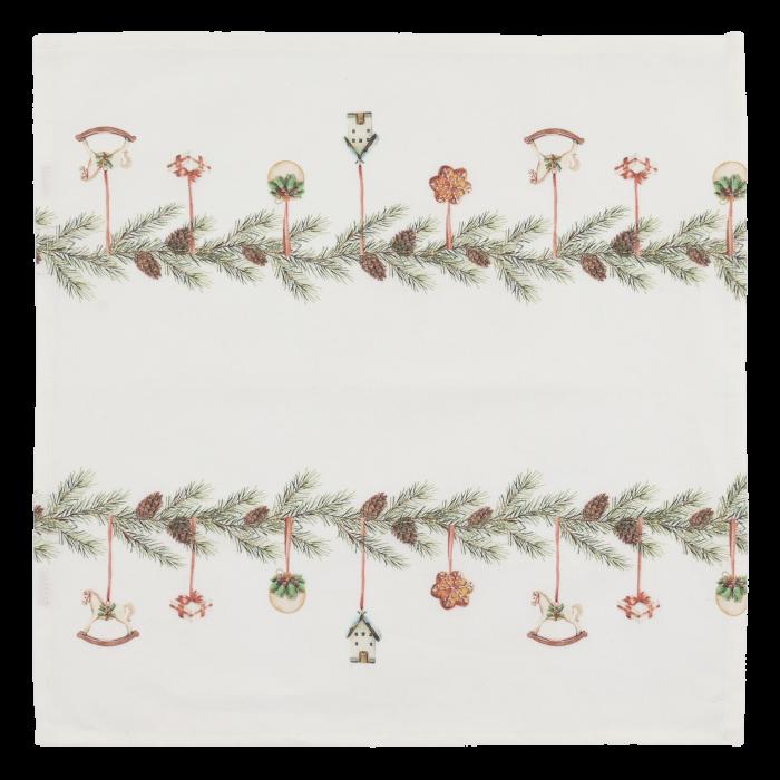 Tovagliolo di stoffa con decori Natalizi color crema in cotone cm 40x40 Chic Antique( 16111319)