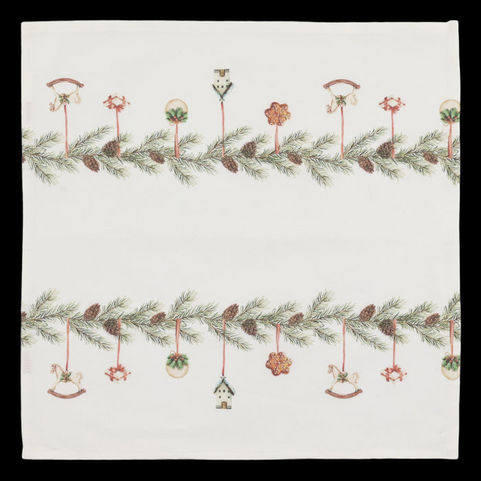 Tovagliolo di stoffa con decori Natalizi color crema in cotone cm 40x40 Chic Antique( 16111319)