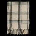 Plaid con frange in cotone e fibre reciclate quadri verde oliva  cm 150x130 Chic Antique (16110621)