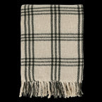 Plaid con frange in cotone e fibre reciclate quadri verde oliva  cm 150x130 Chic Antique (16110621)