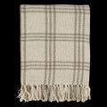 Plaid con frange in cotone e fibre reciclate quadri color latte cm 150x130 Chic Antique (16110620)