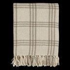 Plaid con frange in cotone e fibre reciclate quadri color latte cm 150x130 Chic Antique (16110620)