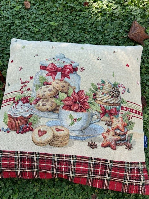 Fodera cuscino in gobelin Natale Tartan Vingi cm 45x45 (senza imbottitura)