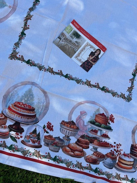Tovaglia in cotone stampa digitale Natale Vingi cm 140x180