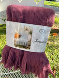 Plaid effetto Mohair con frange Sophie bordeaux cm 130x170