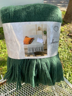 Plaid effetto Mohair con frange Sophie verde cm 130x170