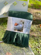 Plaid effetto Mohair con frange Sophie verde cm 130x170