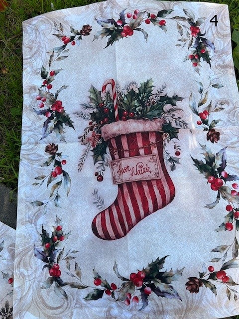 Strofinaccio/canovaccio Natalizio assortito in 5 disegni cotone cm 55x80 Vingi